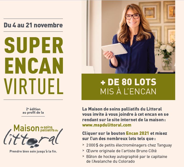 2ème édition de l’Encan virtuel de la Maison de soins palliatifs du Littoral.